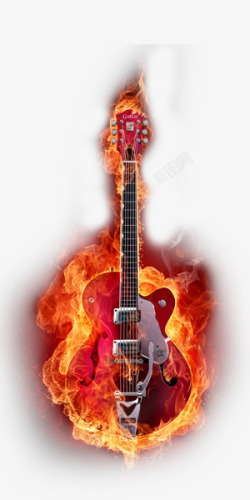 带火焰的吉他素材