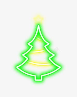 圣诞节绿色霓虹发光圣诞树素材