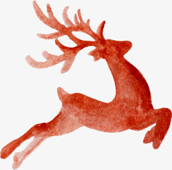 水彩麋鹿红色水彩圣诞节麋鹿高清图片