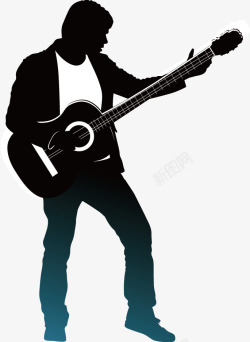 吉他黑白弹吉他的帅哥矢量图高清图片