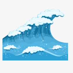 蓝色水花手绘海浪矢量图素材