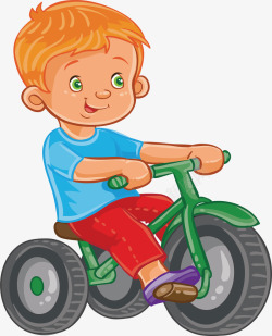 骑脚踏车的男孩矢量图素材