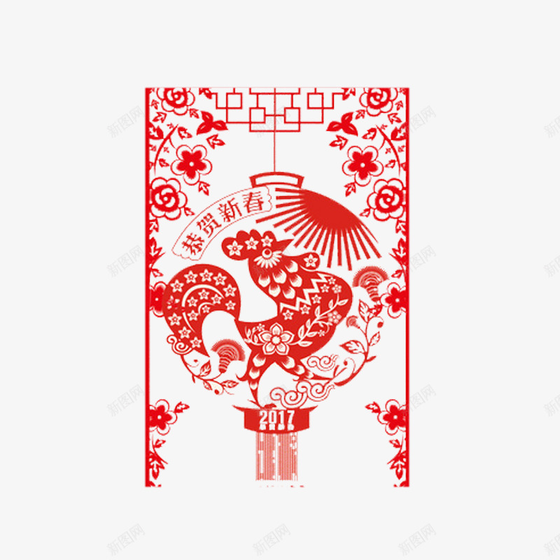 恭贺新春psd免抠素材_88icon https://88icon.com 中国鸡年 新春贺喜 红色新年 鸡年2017