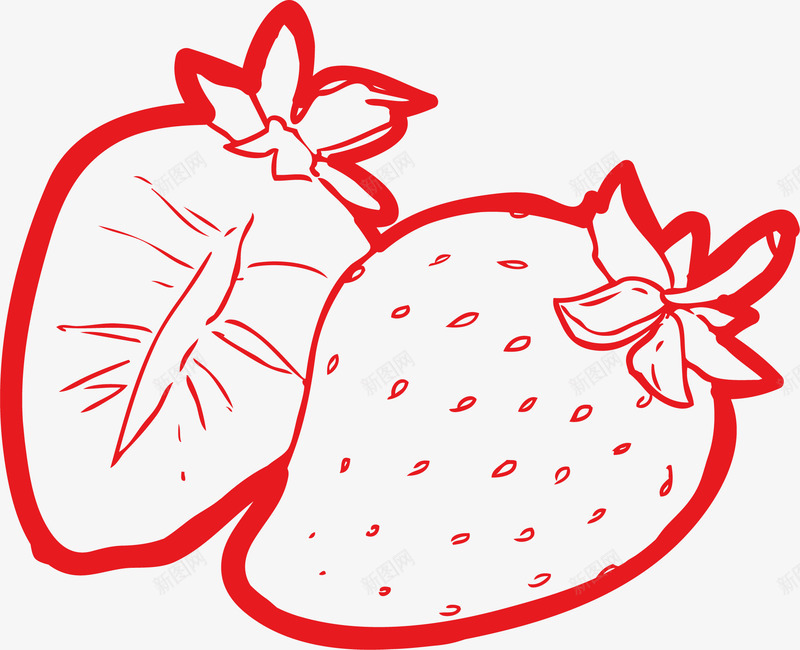 红色线条水果维生素营养草莓图案png免抠素材_88icon https://88icon.com 图案 水果 红色 线条 维生素 草莓 营养