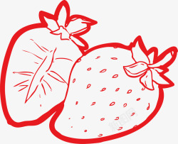 红色线条水果维生素营养草莓图案素材