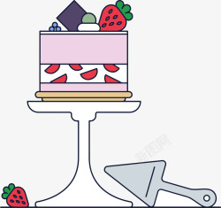 草莓奶油蛋糕和甜品台素材