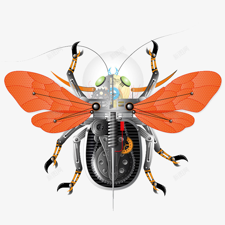 蜻蜓翅膀机械昆虫png免抠素材_88icon https://88icon.com 创意 动物 单页 昆虫 机械 虫子 触须
