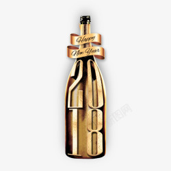 2018新年金色复古奢华风酒瓶装饰素材