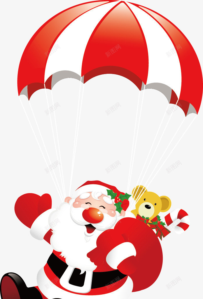 卡通圣诞老人png免抠素材_88icon https://88icon.com 卡通形象圣诞老人小人降落伞