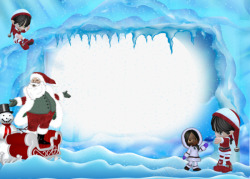 手绘圣诞老人装饰冰天雪地边框素材