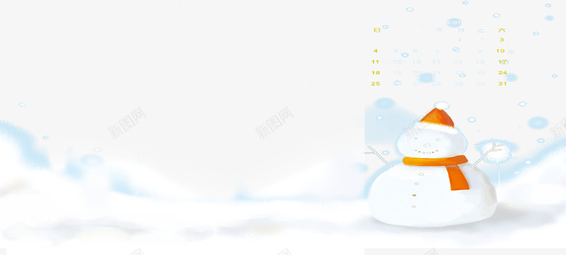 雪地里的雪人png免抠素材_88icon https://88icon.com 冬季 橘色围巾 雪人 雪地 雪景