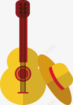 黄色帽子和吉他素材
