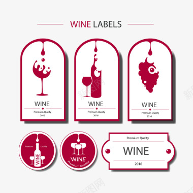 红色标签创意葡萄酒标签矢量图图标图标