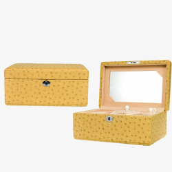 黄色鸵鸟PU皮珠宝盒素材