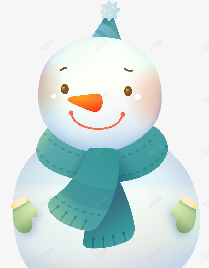 蓝色可爱手绘小雪人png免抠素材_88icon https://88icon.com 可爱 蓝色 雪人