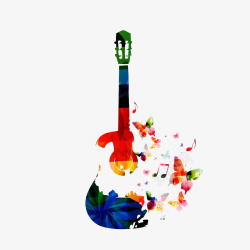 吉他彩色音乐海报图案高清图片