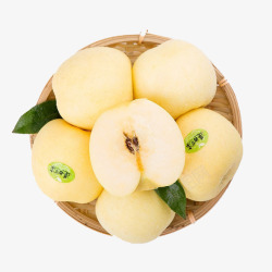 黄色梨子一盘水果高清图片
