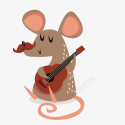 创意老鼠弹吉他矢量图素材