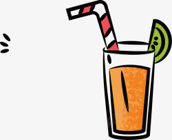 手绘果汁饮料手绘卡通夏日海滩休闲果汁饮料标矢量图高清图片