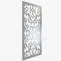 方形银色欧式花纹雕花窗户素材