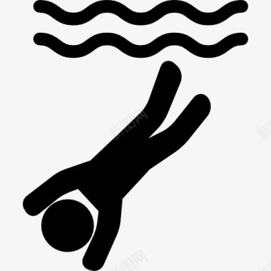 海滩遮阳伞人溺水图标图标