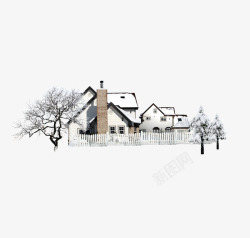 冬房子雪地中的小别墅高清图片