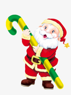红衣圣诞老人抱着棒棒糖的圣诞老人高清图片