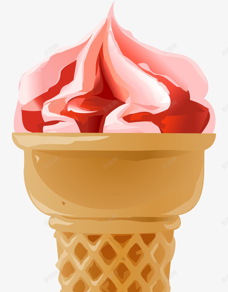 手绘冰激凌png免抠素材_88icon https://88icon.com 冰激凌 冷饮 手绘 甜筒 草莓味的冰激凌