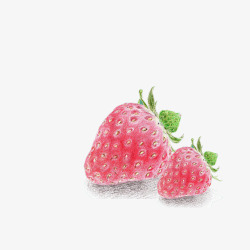 小清新简约可爱彩铅红色草莓素材