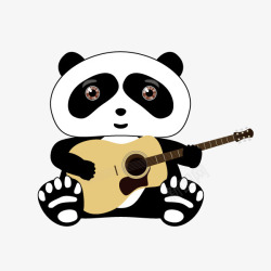 熊猫弹吉他矢量图素材