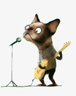 动物拟人弹吉他唱歌的狗高清图片