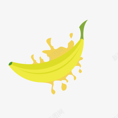 鲜榨果汁黄色香蕉果汁装饰图标矢量图图标