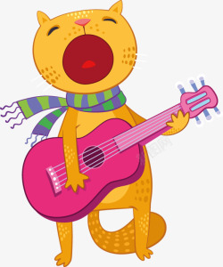 黄色围巾唱歌的猫咪高清图片