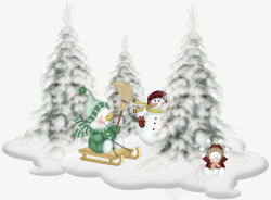圣诞松树雪景素材