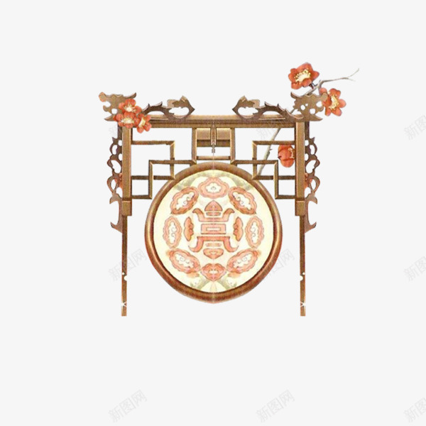 灰色吉祥打鼓元素png免抠素材_88icon https://88icon.com 吉祥 如意 手绘 打鼓 树叶 植物 灰色 线稿 边框