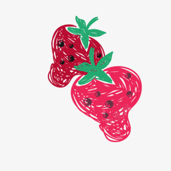卡通水彩笔绘画水果草莓素材