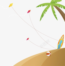多彩风筝夏季沙滩上放风筝高清图片