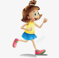 奔跑的小孩锻炼跑步的女孩高清图片