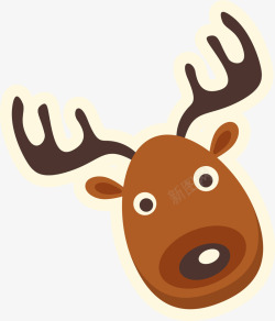 鹿头像卡通圣诞节麋鹿贴纸矢量图高清图片