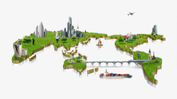 空中城市未来绿色城市高清图片