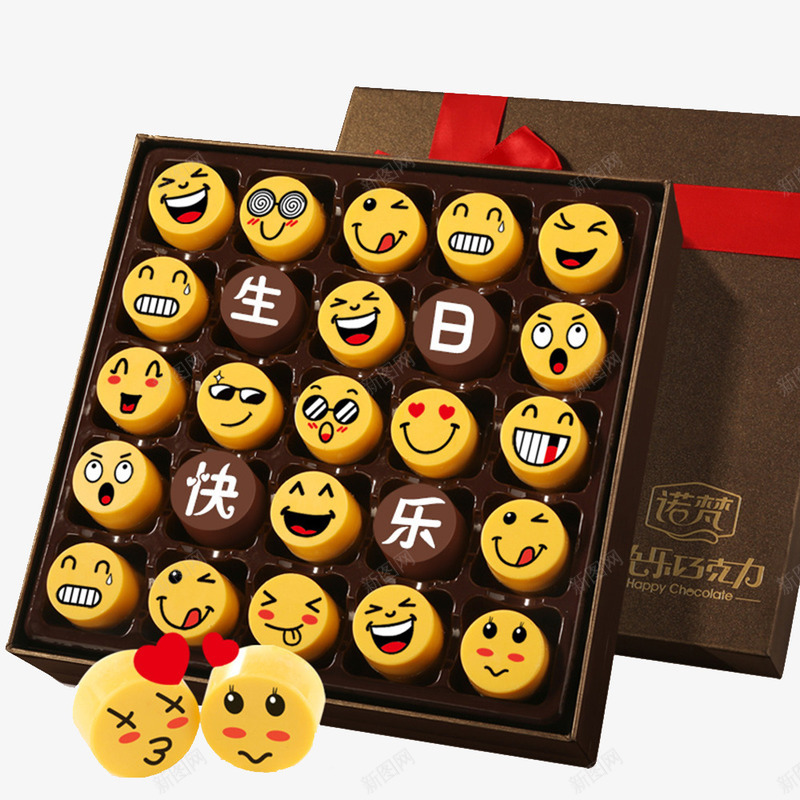 生日快乐巧克力png免抠素材_88icon https://88icon.com 产品实物 圆形 表情 零食 黄色