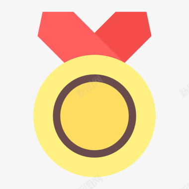 黄色扁平化奖牌元素矢量图图标图标