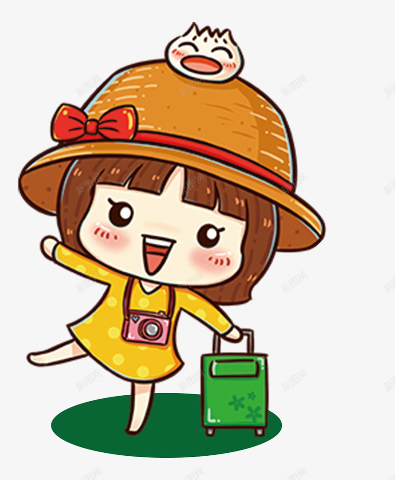 旅游的小女孩png免抠素材_88icon https://88icon.com 卡通女孩 可爱小女孩 小女孩 帽子 手绘小女孩 行李箱