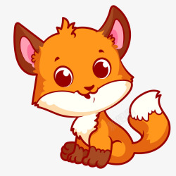 卡通手绘橙色的小狐狸矢量图素材