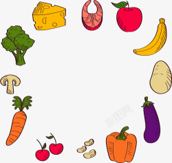 手绘健康水果蔬菜素材