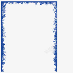蓝色雪花边框素材