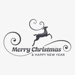圣诞节英文字母奔跑的麋鹿和英文高清图片