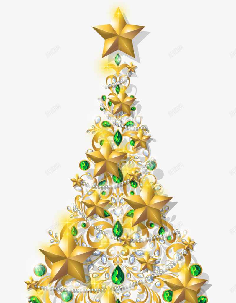 圣诞节金色圣诞树png免抠素材_88icon https://88icon.com 圣诞球挂饰 圣诞节 星星装饰 绿色圣诞球 金色圣诞树 金色星星