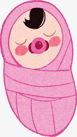 粉红襁褓里的婴儿矢量图素材