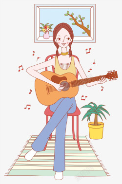 吉他壁画弹吉他的女孩高清图片